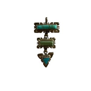 Turquoise and Green Pendant 925 Marked Arrowhead style
